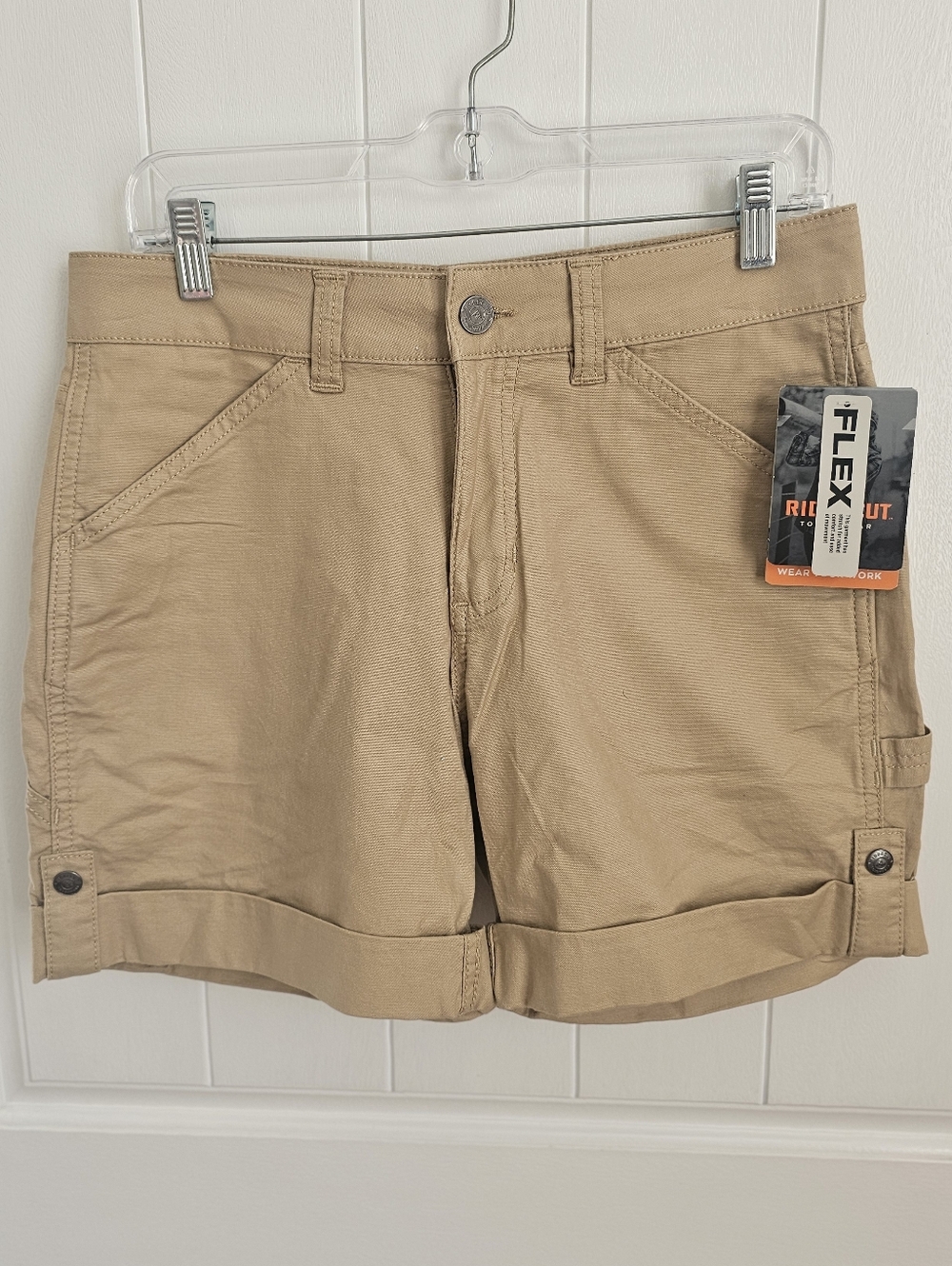 NWT RIDGECUT Womens Khaki Rollup Cargo Style Shorts